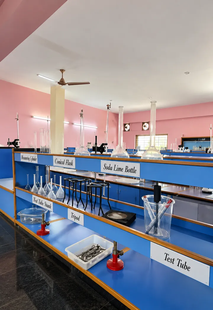 Labelled Apparatus in the Chemistry Lab